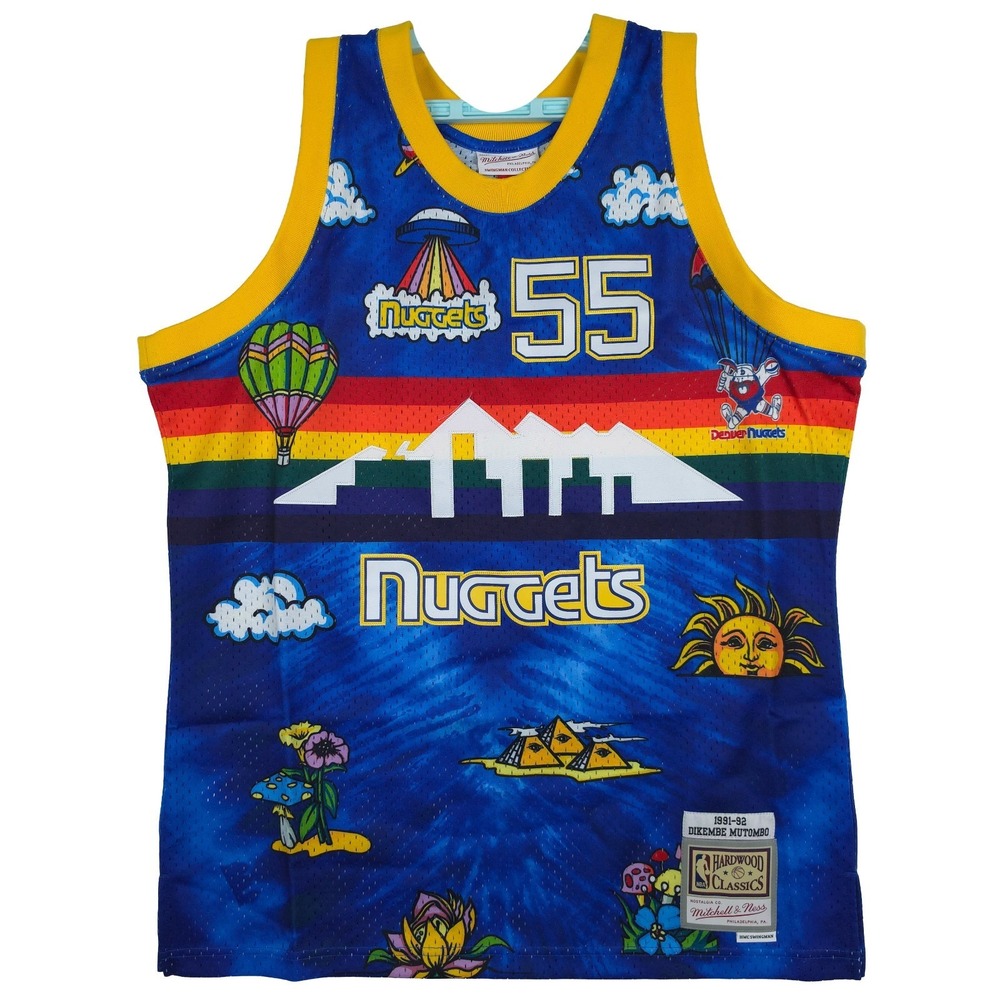 Dikembe Mutombo Denver Nuggets Mitchell‎ & Ness NBA Large Jersey Blue #55 New